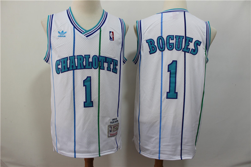 Hornets 1 Muggsy Bogues White 1992-93 Hardwood Classics Jersey Hornets 1 Muggsy Bogues White 1992-93 Hardwood Classics Jersey