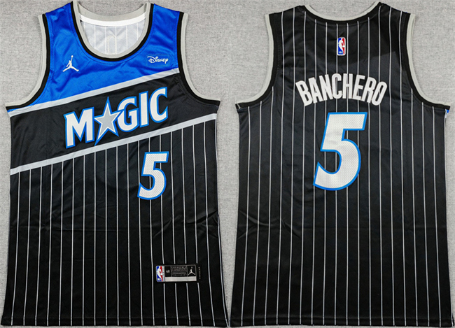 Men's Orlando Magic #5 Paolo Banchero Black 2025 Statement Edition Stitched Basketball Jersey Men's Orlando Magic #5 Paolo Banchero Black 2025 Statement Edition Stitched Basketball Jersey
