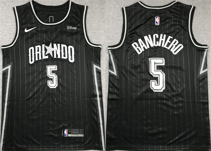 Men's Orlando Magic #5 Paolo Banchero Black Icon Edition Stitched Swingman Jersey Men's Orlando Magic #5 Paolo Banchero Black Icon Edition Stitched Swingman Jersey