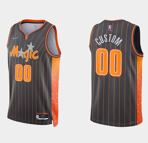 Men's Orlando Magic Active Player Custom 2021 22 City Edition Black 75th Anniversary Stitched Swingman Jersey Men's Orlando Magic Active Player Custom 2021 22 City Edition Black 75th Anniversary Stitched Swingman Jersey