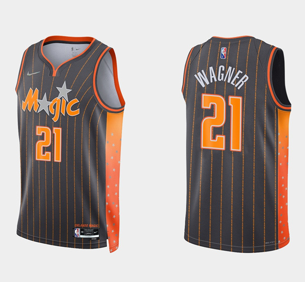 Men's Orlando Magic #21 Moritz Wagner 2021 22 City Edition Black 75th Anniversary Stitched Swingman Jersey Men's Orlando Magic #21 Moritz Wagner 2021 22 City Edition Black 75th Anniversary Stitched Swingman Jersey