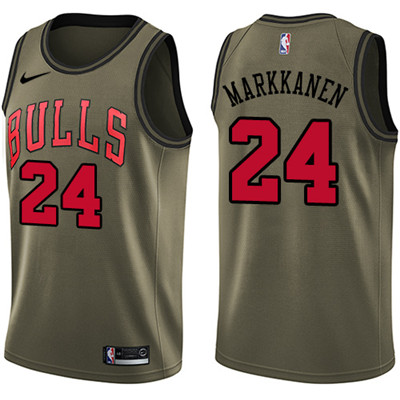 Nike Bulls #24 Lauri Markkanen Green Salute to Service Youth NBA Swingman Jersey Nike Bulls #24 Lauri Markkanen Green Salute to Service Youth NBA Swingman Jersey