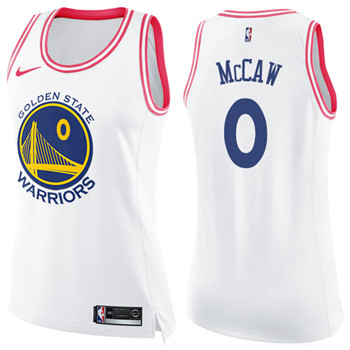Nike Warriors #0 Patrick McCaw White Pink Women's NBA Swingman Fashion Jersey
