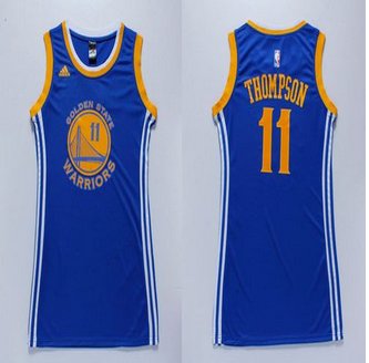 Women Warriors #11 Klay Thompson Blue Dress Stitched NBA Jersey