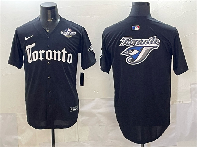 Men's Toronto Blue Jays Team Big Logo Black 2025 World Series Gothic North Edition Limited Stitched Baseball Jersey Men's Toronto Blue Jays Team Big Logo Black 2025 World Series Gothic North Edition Limited Stitched Baseball Jersey