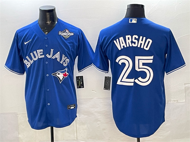 Men's Toronto Blue Jays #25 Daulton Varsho Royal 2025 World Series Home Cool Base Stitched Baseball Jersey Men's Toronto Blue Jays #25 Daulton Varsho Royal 2025 World Series Home Cool Base Stitched Baseball Jersey