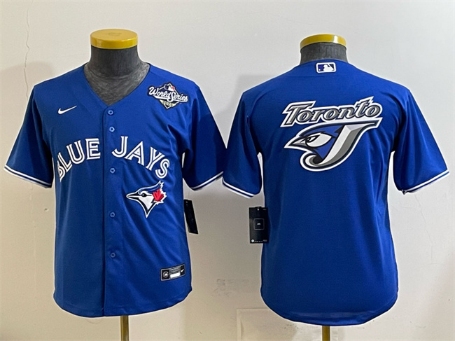 Youth Toronto Blue Jays Team Big Logo Royal 2025 World Series Cool Base Stitched Baseball Jersey Youth Toronto Blue Jays Team Big Logo Royal 2025 World Series Cool Base Stitched Baseball Jersey