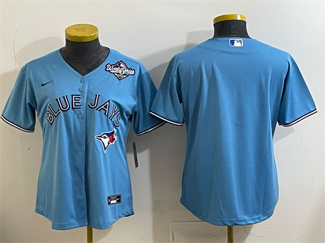 Women's Toronto Blue Jays Blank Blue 2025 World Series Cool Base Stitched Baseball Jersey(Run Small) Women's Toronto Blue Jays Blank Blue 2025 World Series Cool Base Stitched Baseball Jersey(Run Small)