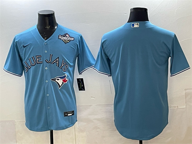 Men's Toronto Blue Jays Blank Blue 2025 World Series Home Cool Base Stitched Baseball Jersey