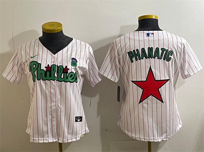 Women's Philadelphia Phillies Phanatic White Green Stitched Baseball Jersey(Run Small) Women's Philadelphia Phillies Phanatic White Green Stitched Baseball Jersey(Run Small)