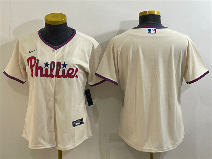 Women's Philadelphia Phillies Blank Cream Cool Base Stitched Baseball Jersey(Run Small) Women's Philadelphia Phillies Blank Cream Cool Base Stitched Baseball Jersey(Run Small)