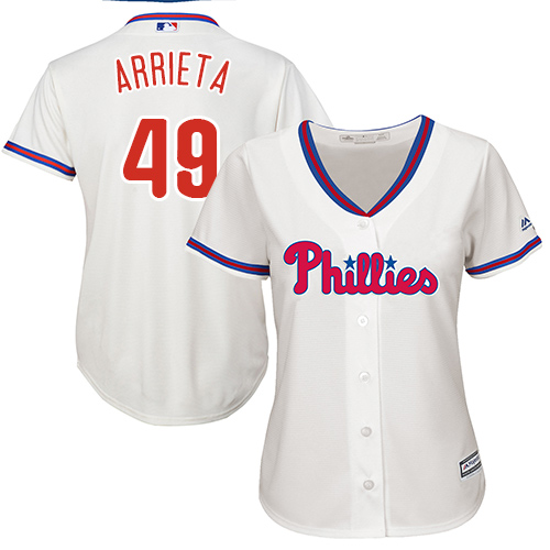 Phillies #49 Jake Arrieta Cream Alternate Women's Stitched MLB Jersey Phillies #49 Jake Arrieta Cream Alternate Women's Stitched MLB Jersey