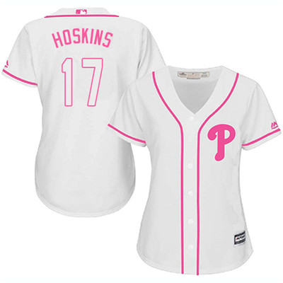 Phillies #17 Rhys Hoskins White Pink Fashion Women's Stitched MLB Jersey Phillies #17 Rhys Hoskins White Pink Fashion Women's Stitched MLB Jersey