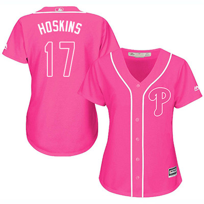 Phillies #17 Rhys Hoskins Pink Fashion Women's Stitched MLB Jersey Phillies #17 Rhys Hoskins Pink Fashion Women's Stitched MLB Jersey