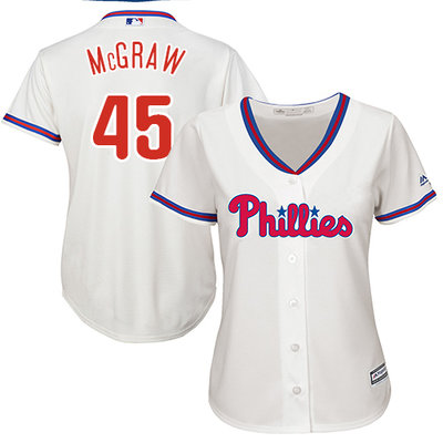 Phillies #45 Tug McGraw Cream Alternate Women's Stitched MLB Jersey Phillies #45 Tug McGraw Cream Alternate Women's Stitched MLB Jersey