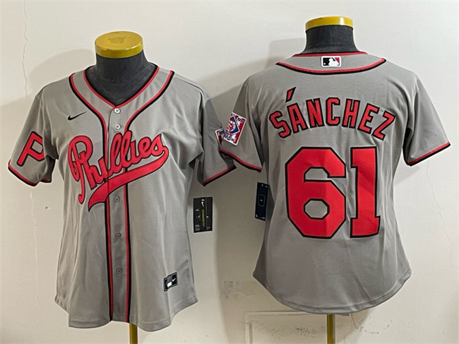 Women's Philadelphia Phillies #61 Cristopher Sánchez Gray 2026 Field of Dreams Stadium Stitched Baseball Jersey(Run Small)