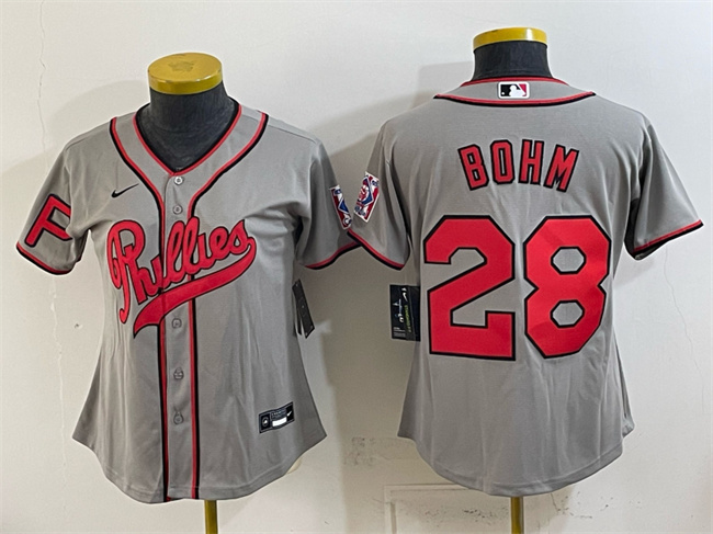 Women's Philadelphia Phillies #28 Alec Bohm Gray 2026 Field of Dreams Stadium Stitched Baseball Jersey(Run Small)