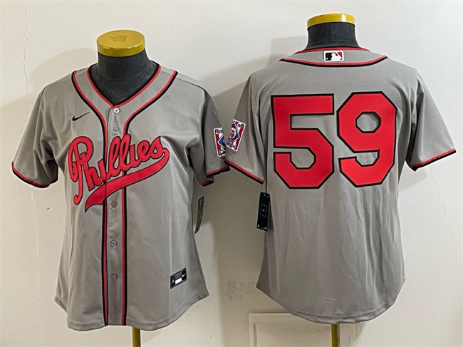 Women's Philadelphia Phillies #59 Jhoan Duran Gray 2026 Field of Dreams Stadium Stitched Baseball Jersey(Run Small)