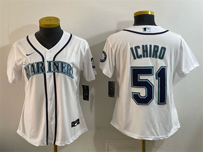 Women's Seattle Mariners #51 Ichiro Suzuki White Cool Base Stitched Baseball Jersey(Run Small) Women's Seattle Mariners #51 Ichiro Suzuki White Cool Base Stitched Baseball Jersey(Run Small)