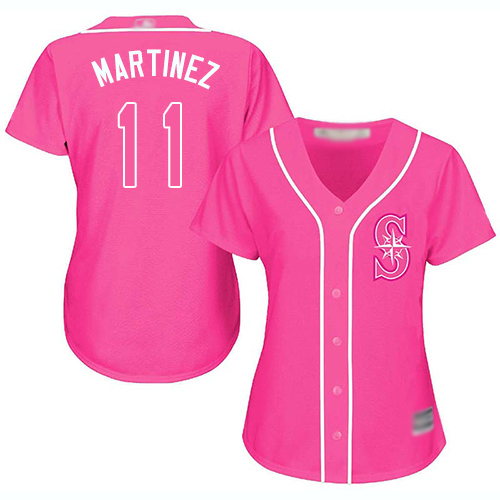 Mariners #11 Edgar Martinez Pink Fashion Women's Stitched Baseball Jersey Mariners #11 Edgar Martinez Pink Fashion Women's Stitched Baseball Jersey
