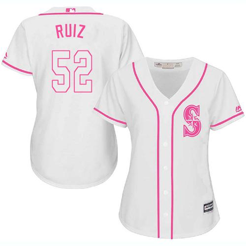 Mariners #52 Carlos Ruiz White Pink Fashion Women's Stitched MLB Jersey Mariners #52 Carlos Ruiz White Pink Fashion Women's Stitched MLB Jersey