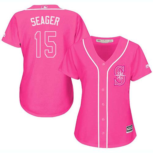 Mariners #15 Kyle Seager Pink Fashion Women's Stitched MLB Jersey Mariners #15 Kyle Seager Pink Fashion Women's Stitched MLB Jersey