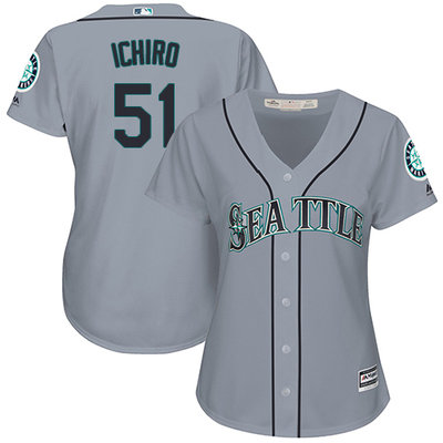 Mariners #51 Ichiro Suzuki Grey Road Women's Stitched MLB Jersey Mariners #51 Ichiro Suzuki Grey Road Women's Stitched MLB Jersey