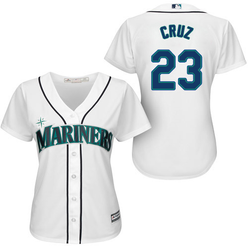 Mariners #23 Nelson Cruz White Home Women's Stitched MLB Jersey Mariners #23 Nelson Cruz White Home Women's Stitched MLB Jersey