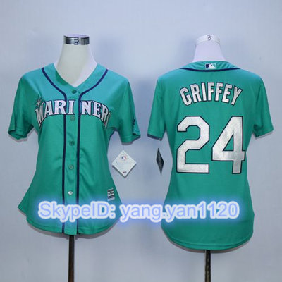 Mariners #24 Ken Griffey Green Alternate Women's Stitched MLB Jersey Mariners #24 Ken Griffey Green Alternate Women's Stitched MLB Jersey