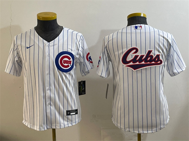 Youth Chicago Cubs Team Big Logo White Cool Base Stitched Baseball Jersey Youth Chicago Cubs Team Big Logo White Cool Base Stitched Baseball Jersey