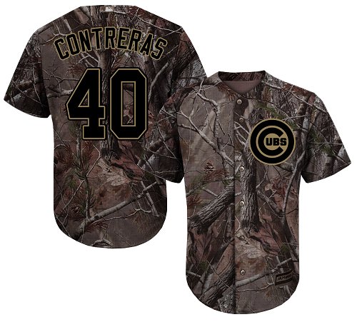 Cubs #40 Willson Contreras Camo Realtree Collection Cool Base Stitched Youth Baseball Jersey