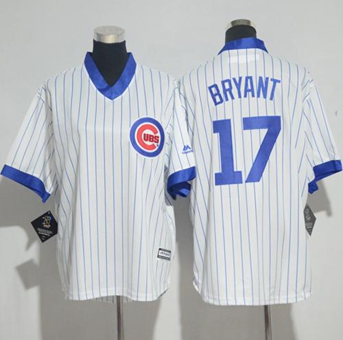 Cubs #17 Kris Bryant White(Blue Strip) Cooperstown Stitched Youth MLB Jersey Cubs #17 Kris Bryant White(Blue Strip) Cooperstown Stitched Youth MLB Jersey