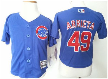 Toddler Chicago Cubs #49 Jake Arrieta Blue Cool Base Stitched MLB Jersey