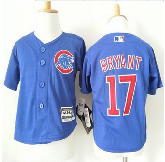 Toddler Chicago Cubs #17 Kris Bryant Blue Cool Base Stitched Baseball Jersey