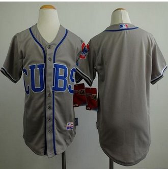 Youth MLB Chicago Cubs Blank Grey Alternate Road Cool Base Stitched Baseball Jersey