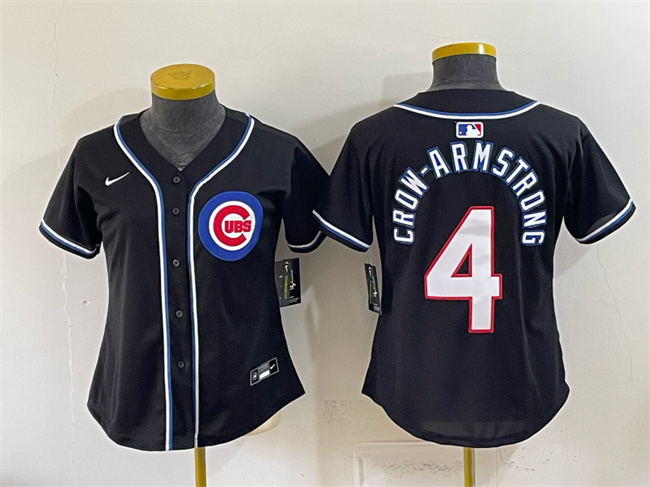 Youth Chicago Cubs #4 Pete Crow-Armstrong 2026 Fashion Replica Black Out Stitched Baseball Jersey