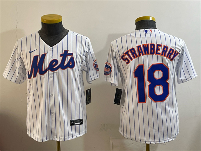 Youth New York Mets #18 Darryl Strawberry White Cool Base Stitched Baseball Jersey Youth New York Mets #18 Darryl Strawberry White Cool Base Stitched Baseball Jersey
