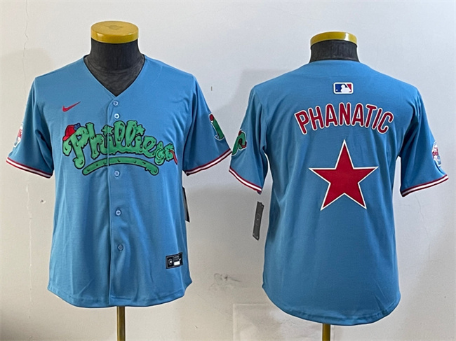 Youth Philadelphia Phillies Light Blue Phanatic Limited Stitched Jersey Youth Philadelphia Phillies Light Blue Phanatic Limited Stitched Jersey