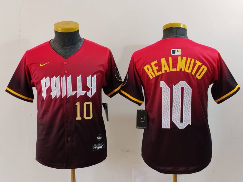 Youth Philadelphia Phillies #10 J.T. Realmuto Red 2024 City Connect Limited Stitched Baseball Jersey 6 Youth Philadelphia Phillies #10 J.T. Realmuto Red 2024 City Connect Limited Stitched Baseball Jersey 6