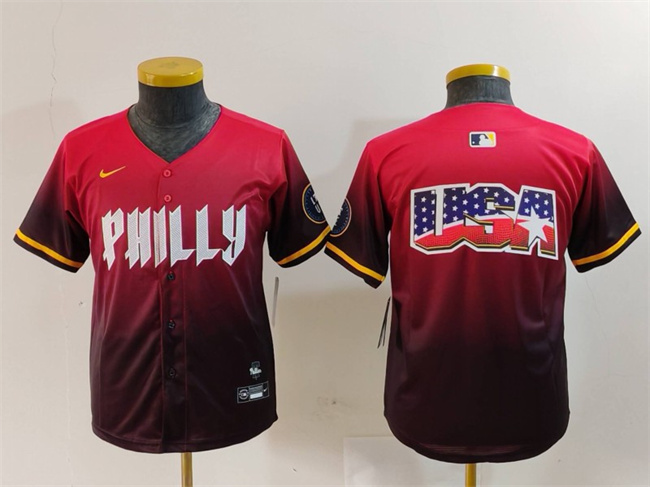 Youth Philadelphia Phillies Team Big Logo Red 2024 City Connect Limited Stitched Baseball Jersey Youth Philadelphia Phillies Team Big Logo Red 2024 City Connect Limited Stitched Baseball Jersey