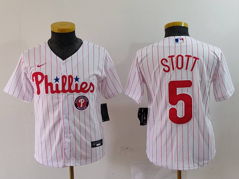 Youth Philadelphia Phillies #5 Bryson Stott White Cool Base Stitched Baseball Jersey 9 Youth Philadelphia Phillies #5 Bryson Stott White Cool Base Stitched Baseball Jersey 9