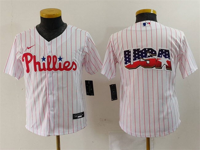 Youth Philadelphia Phillies Team Big Logo White Cool Base Stitched Baseball Jersey Youth Philadelphia Phillies Team Big Logo White Cool Base Stitched Baseball Jersey