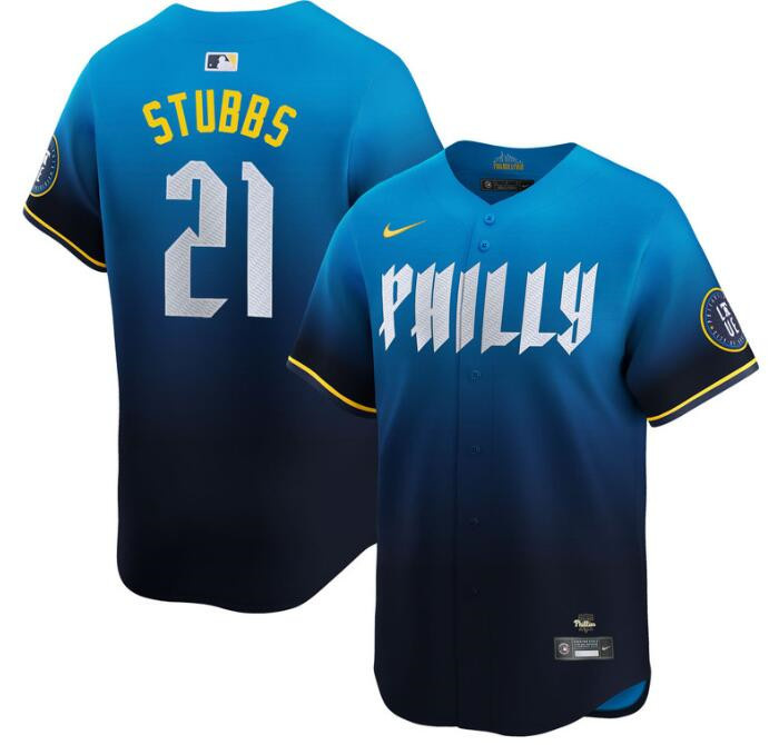 Youth Philadelphia Phillies #21 Garrett Stubbs Blue 2024 City Connect Limited Stitched Baseball Jersey Youth Philadelphia Phillies #21 Garrett Stubbs Blue 2024 City Connect Limited Stitched Baseball Jersey