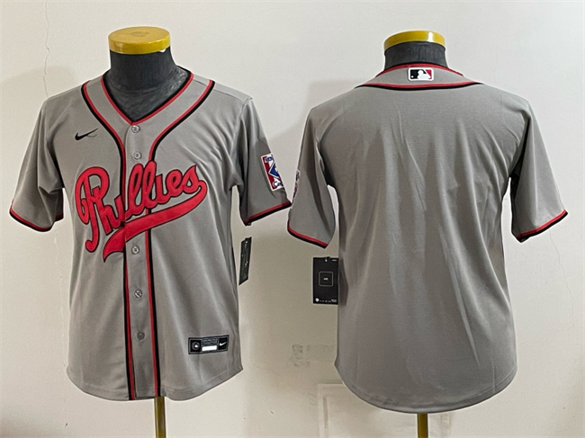 Youth Philadelphia Phillies Blank Gray 2026 Field of Dreams Stadium Stitched Baseball Jersey