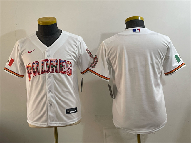Youth San Diego Padres Blank White Mexico Cool Base Stitched Baseball Jersey Youth San Diego Padres Blank White Mexico Cool Base Stitched Baseball Jersey