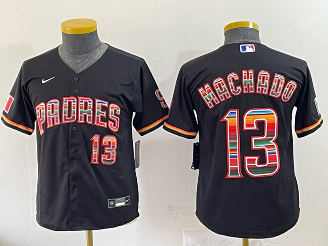Youth San Diego Padres #13 Manny Machado Black Mexico Cool Base Stitched Baseball Jersey Youth San Diego Padres #13 Manny Machado Black Mexico Cool Base Stitched Baseball Jersey