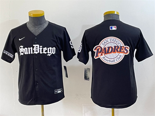 Youth San Diego Padres Team Big Logo Black Gothic Edition Vapor Limited Stitched Baseball Jersey 1 Youth San Diego Padres Team Big Logo Black Gothic Edition Vapor Limited Stitched Baseball Jersey 1