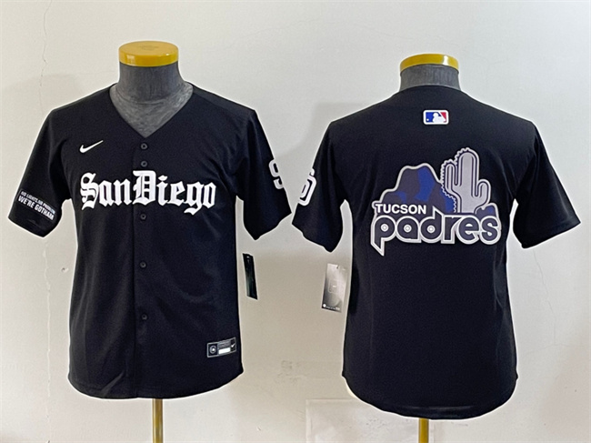 Youth San Diego Padres Team Big Logo Black Gothic Edition Vapor Limited Stitched Baseball Jersey Youth San Diego Padres Team Big Logo Black Gothic Edition Vapor Limited Stitched Baseball Jersey