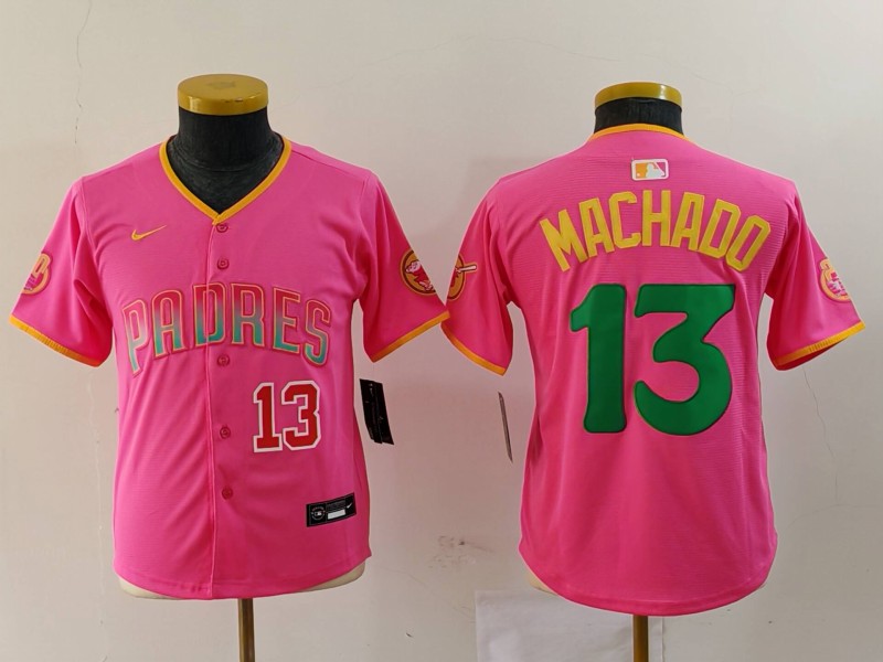 Youth San Diego Padres #3 Jackson Merrill Pink Stitched Baseball Jersey 3 Youth San Diego Padres #3 Jackson Merrill Pink Stitched Baseball Jersey 3