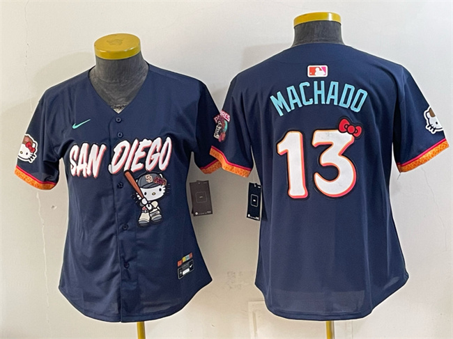 Youth San Diego Padres X Hello Kitty #13 Manny Machado Obsidian 2026 City Connect Stadium Stitched Baseball Jersey